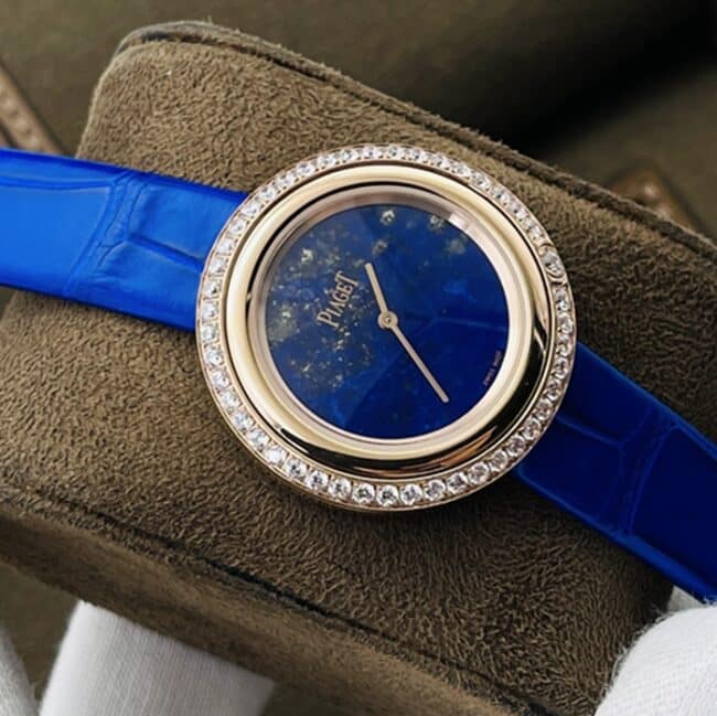 top-tier watch Piaget blue dial blue belt time series leather strap watch front view