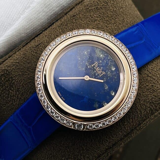 top-tier watch Piaget blue dial blue belt time series leather strap watch front view