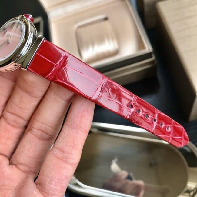 top-tier watch Bvlgari women's pink plate red strap LVCEA series leather strap watch leather strap picture