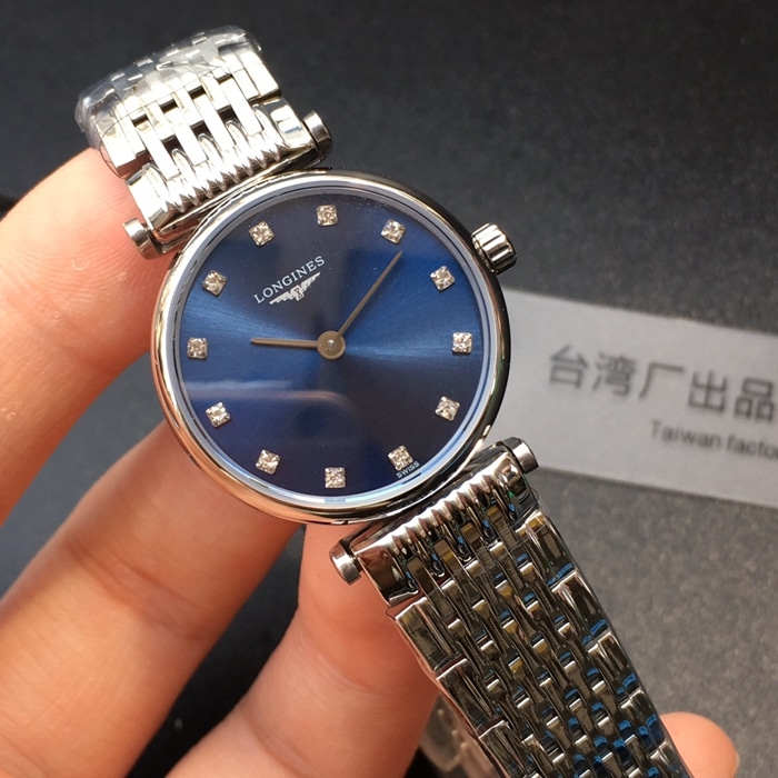 TW factory top-tier watch Longines women's blue dialsteel bracelet Jialan series quartz watch front view
