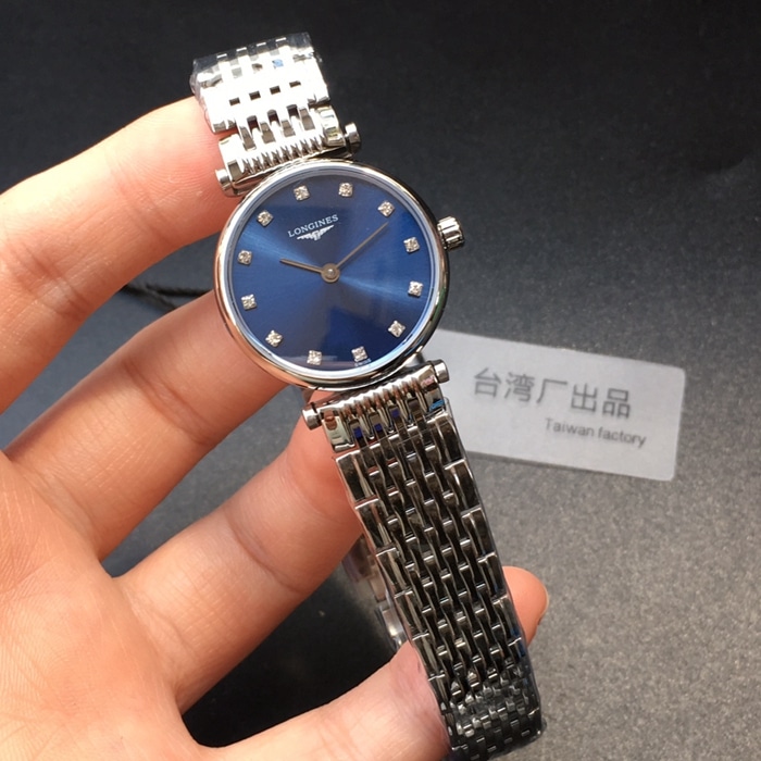 TW factory top-tier watch Longines women's blue dialsteel bracelet Jialan series quartz watch front view