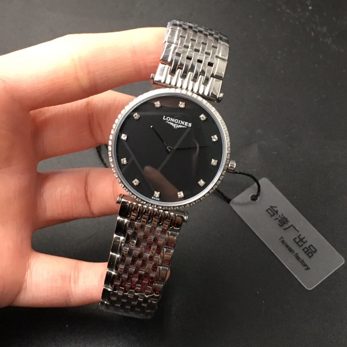 top-tier watch Longines couple watch black dialsteel bracelet Jialan series boutique watch front view