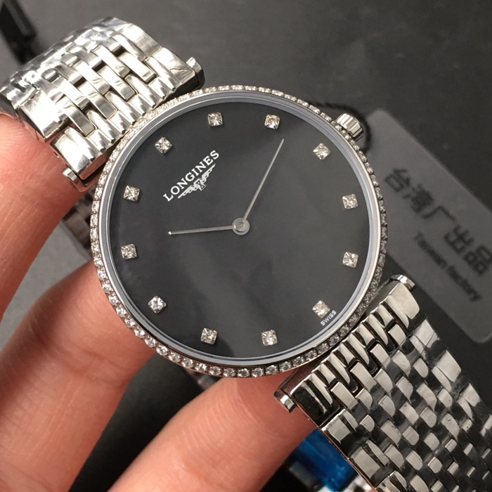 top-tier watch Longines couple watch black dialsteel bracelet Jialan series boutique watch front view