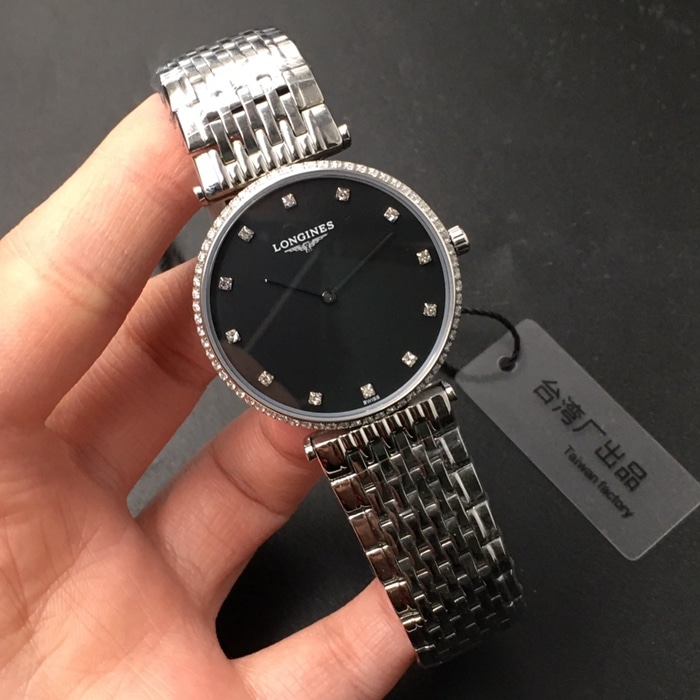 top-tier watch Longines couple watch black dialsteel bracelet Jialan series boutique watch front view