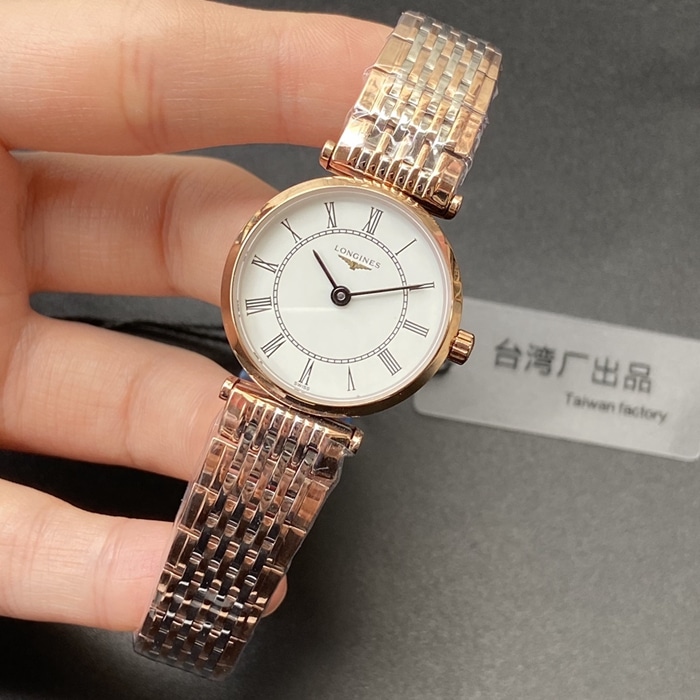 top-tier watch Longines couple watch white dial gold belt Jialan series quartz watch front view