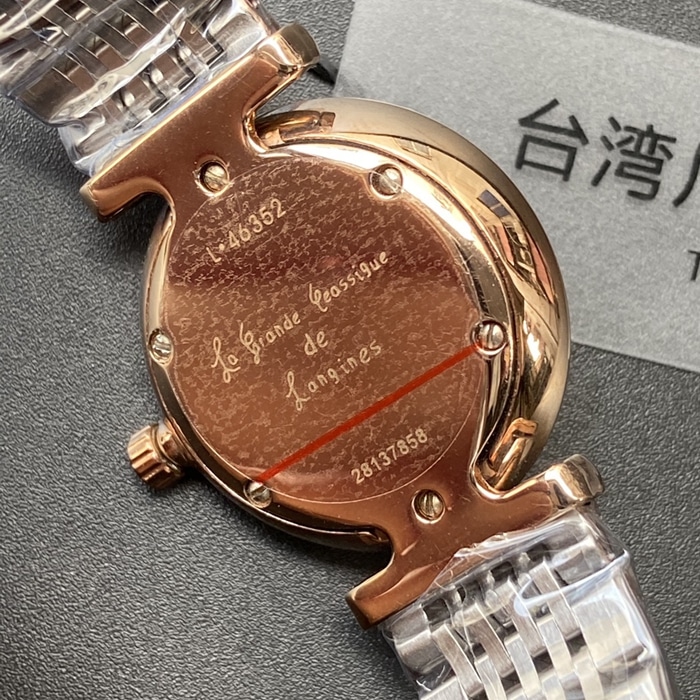 Top-tier watch Longines couple watch white dial gold belt Jialan series quartz watch back cover picture
