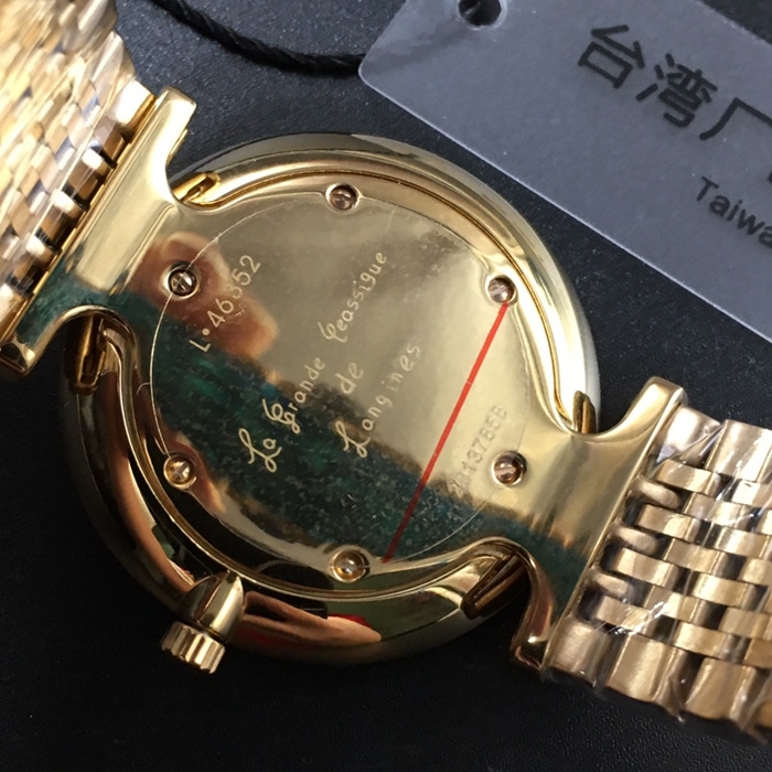Top-tier watch Longines couple watch gold plate gold belt Jialan series quartzsteel bracelet watch back cover picture