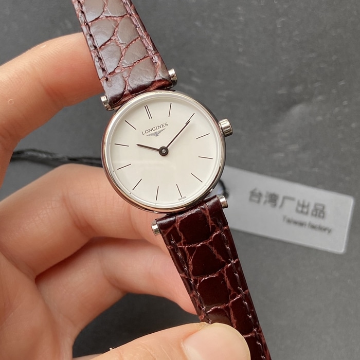 top-tier watch Longines couple watch white dial brown belt Jialan series watch front view