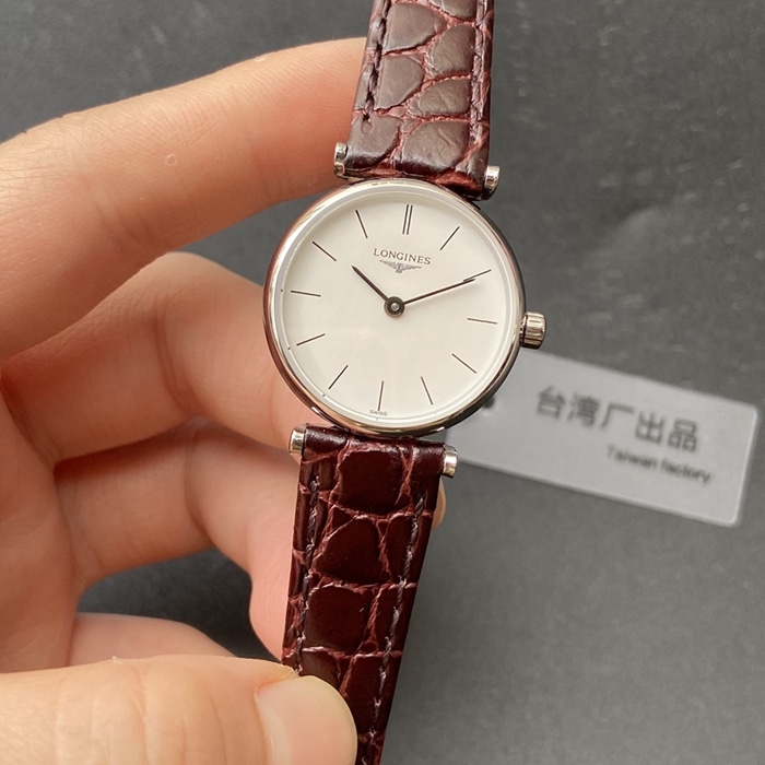 top-tier watch Longines couple watch white dial brown belt Jialan series watch front view
