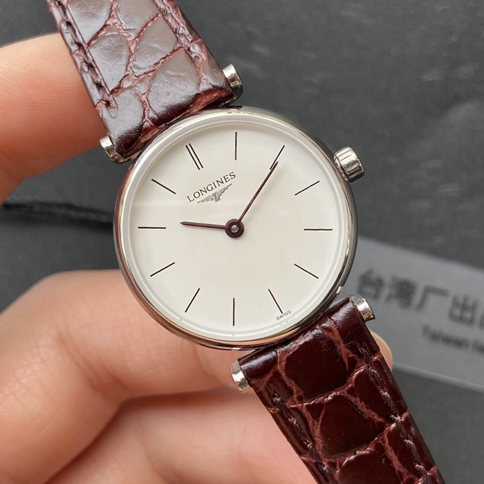 top-tier watch Longines couple watch white dial brown belt Jialan series watch front view