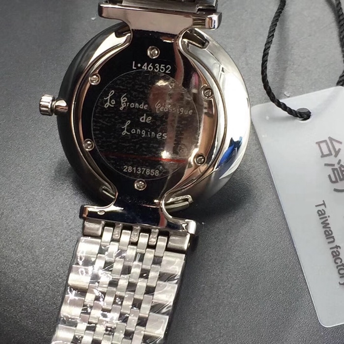Top-tier watch Longines boutique couple watch black dialsteel bracelet ultra-thin Jialan series watch back cover picture