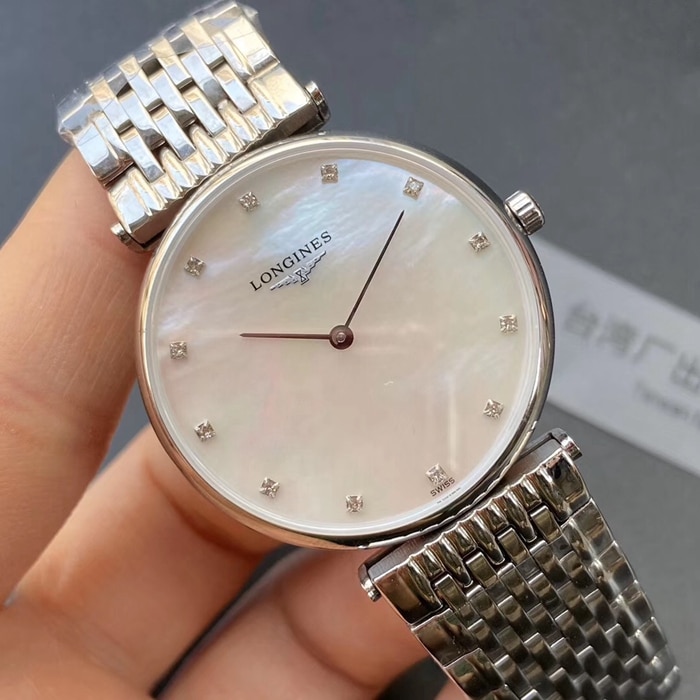top-tier watch Longines couple watch white dialsteel bracelet Jialan series quartz watch front view