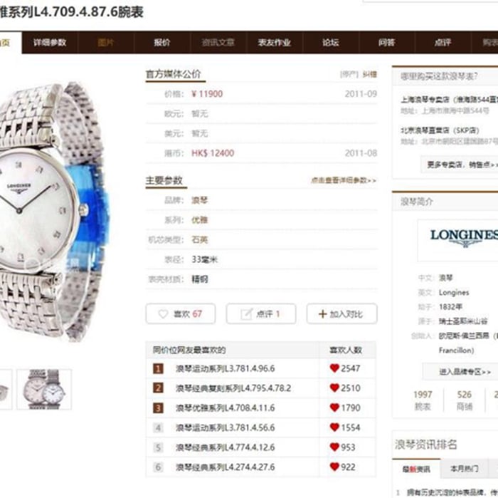 top-tier watch Longines couple watch white dialsteel bracelet Jialan series quartz watch front view