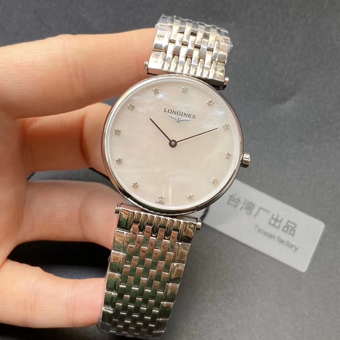 top-tier watch Longines couple watch white dialsteel bracelet Jialan series quartz watch front view