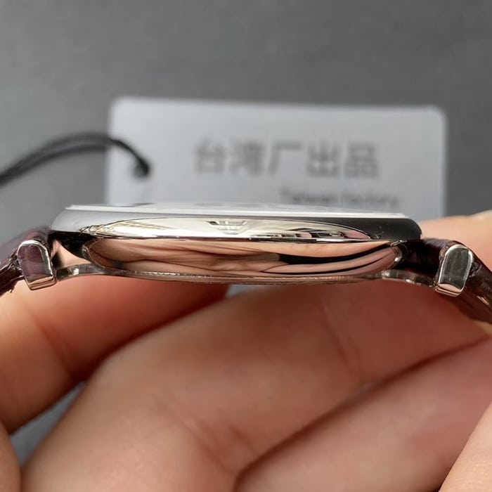 top-tier watch Longines couple watch white dial brown belt Jialan series leather strap watch side view