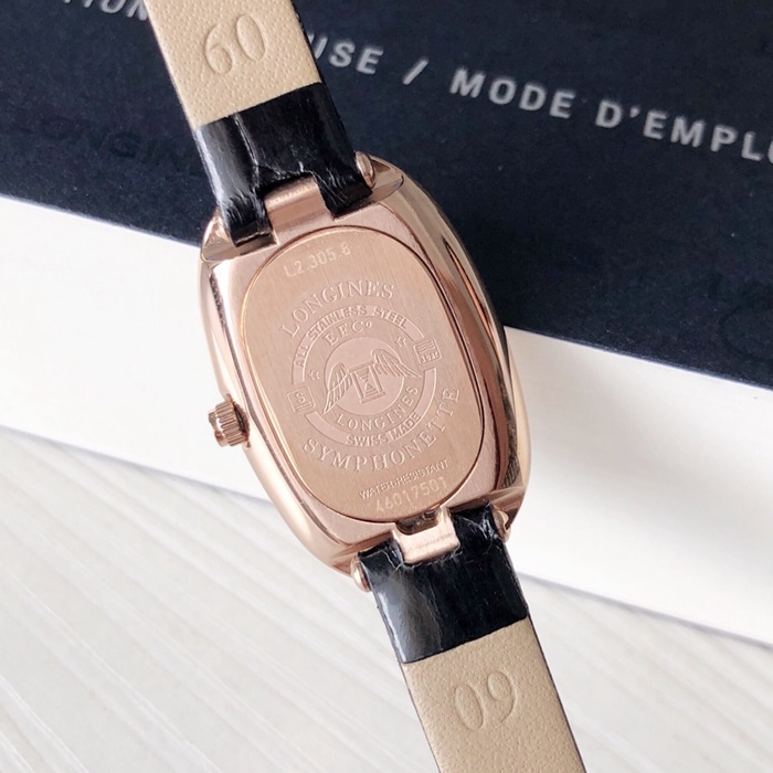 Original top-tier watch Longines women's white dial black belt waltz series casual watch back cover picture