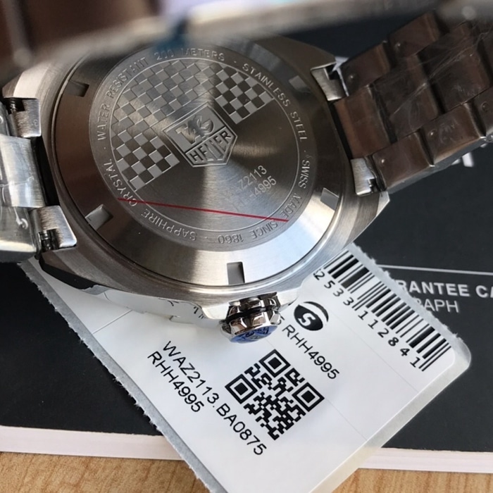 Top-tier watch TAG Heuer men's black dialsteel braceletF1 series mechanical watch back cover picture