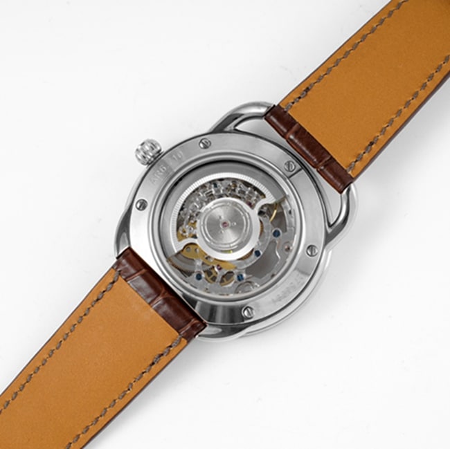 top-tier watch Hermès men's gray plate brown belt automatic movementleather strap watch movement picture