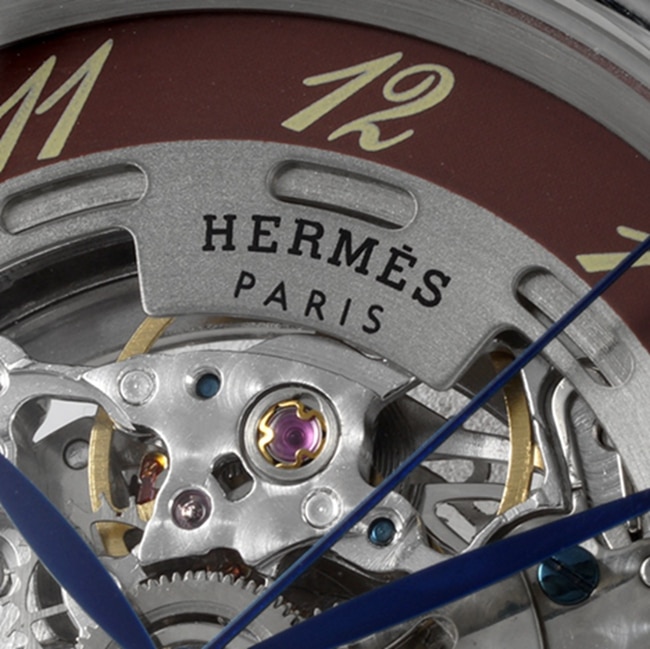 top-tier watch Hermès men's gray plate brown belt automatic movementleather strap watch detail shots