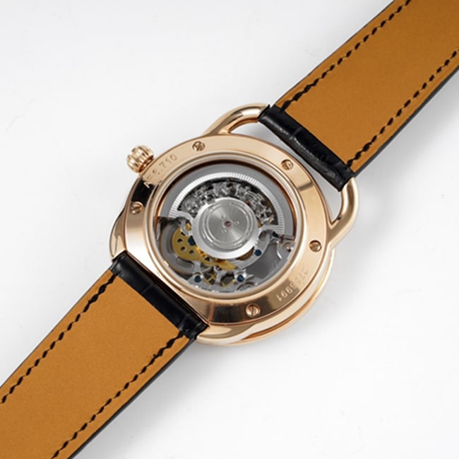 top-tier watch Hermès men's gray plate black belt automatic movementleather strap watch movement picture