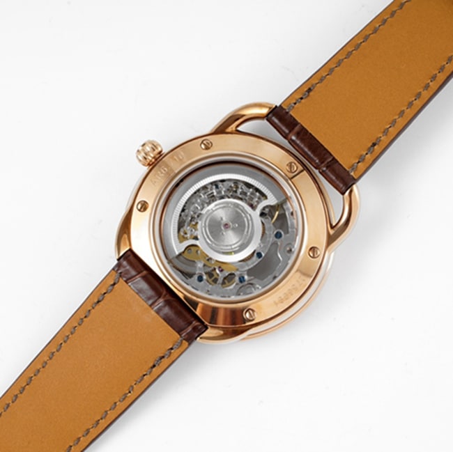 top-tier watch Hermès men's gray plate brown belt retro watch movement picture