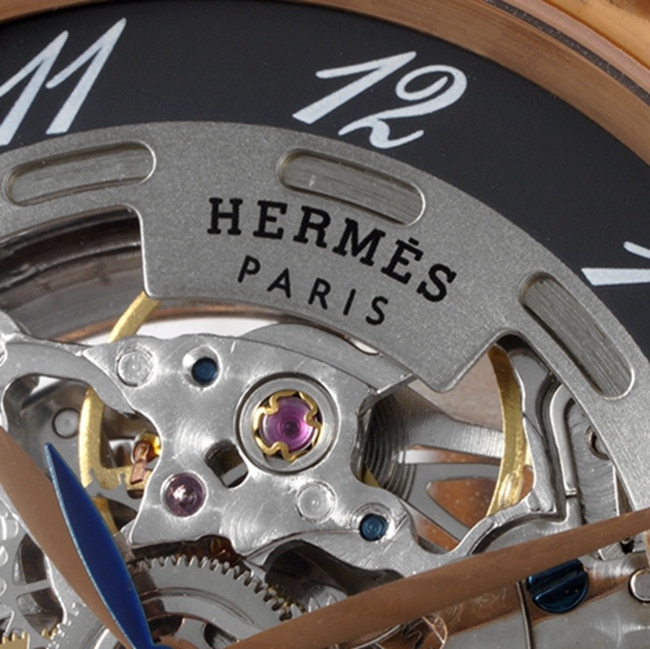 top-tier watch Hermès men's gray plate brown belt retro watch detail shots