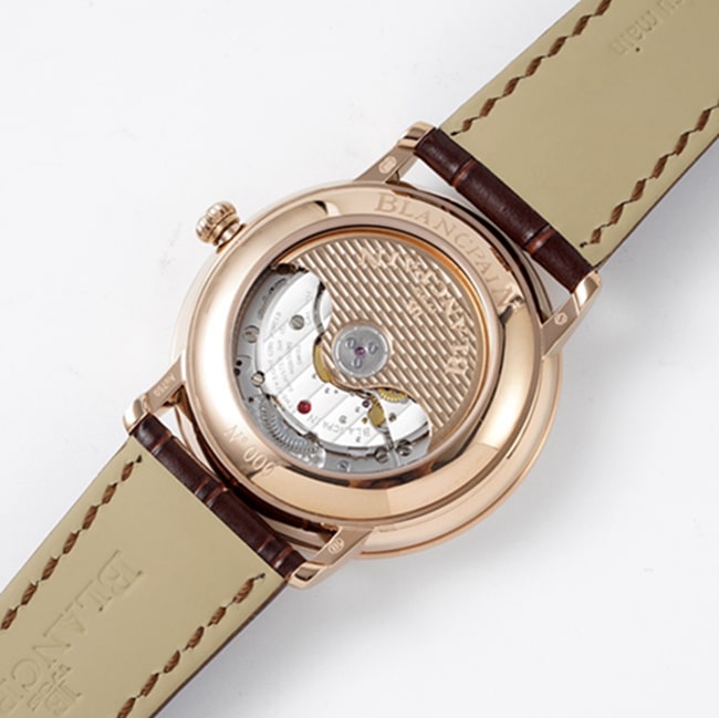 top-tier watch Blancpain men's white dial brown belt classic series leather strap watch movement picture