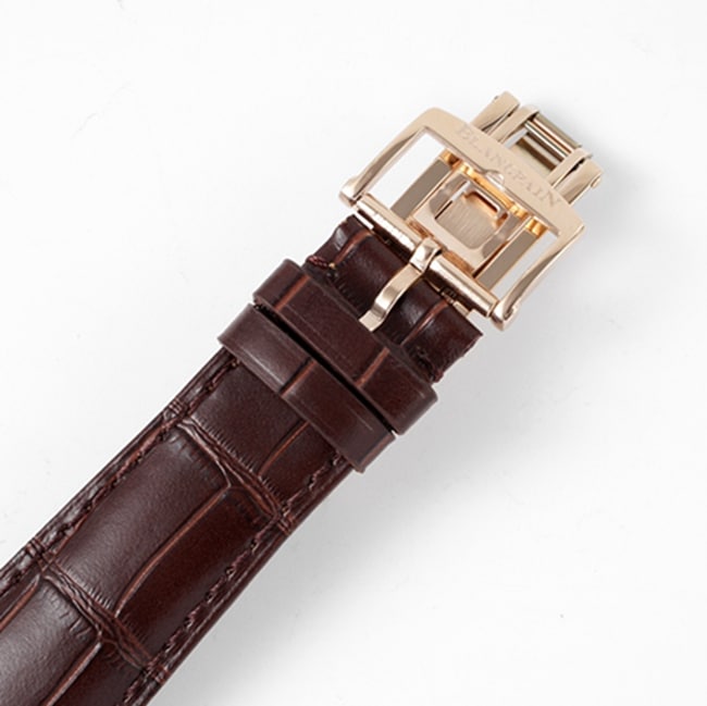top-tier watch Blancpain men's white dial brown belt classic series leather strap watch clasp picture