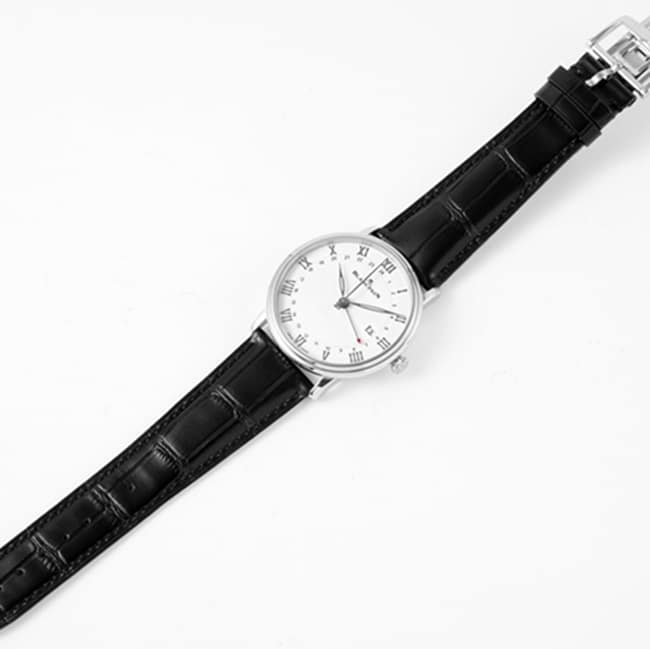 top-tier watch Blancpain men's white dial black belt classic series watch front view
