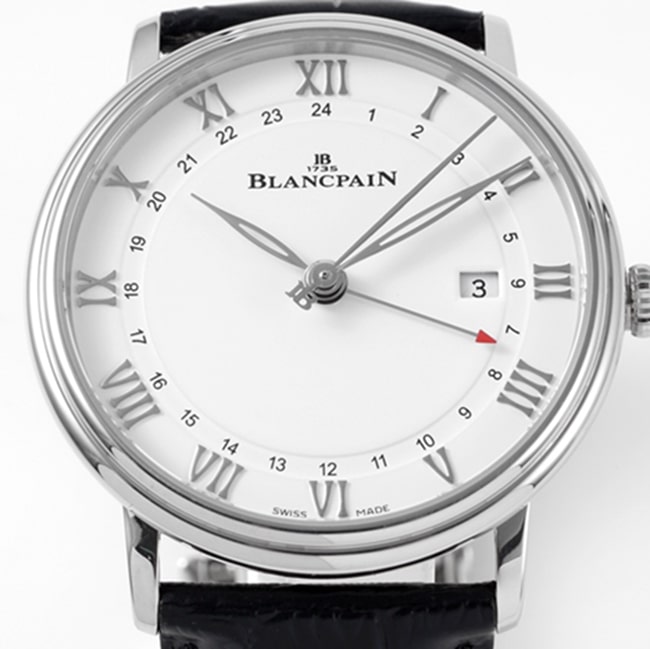 top-tier watch Blancpain men's white dial black belt classic series watch front view