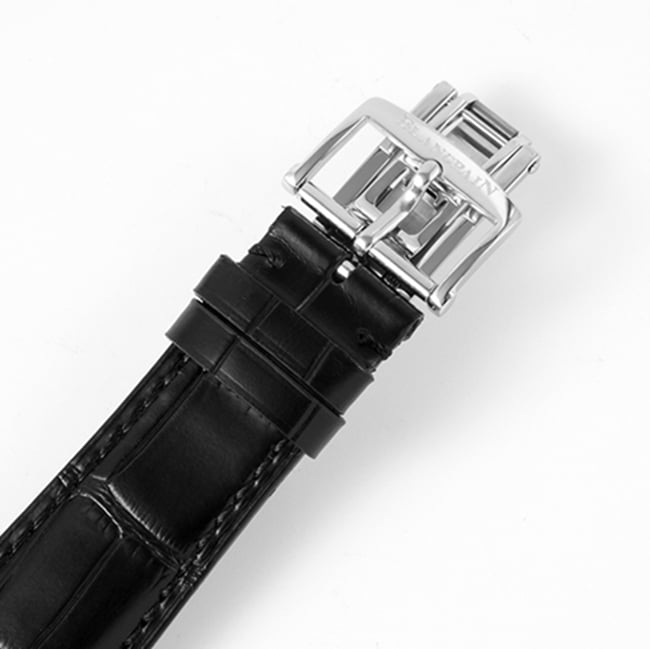 top-tier watch Blancpain men's white dial black belt classic series watch clasp picture
