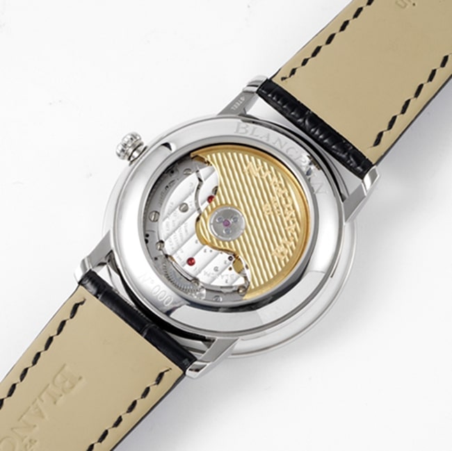 top-tier watch Blancpain men's white dial black belt classic series watch movement picture