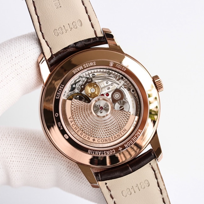 Top-tier watch Vacheron Constantin men's white dial brown belt heritage series watch clasp picture