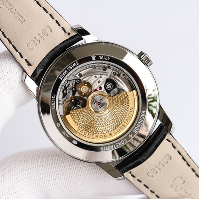 top-tier watch Vacheron Constantin men's white dial black belt heritage series automatic movement watch movement picture