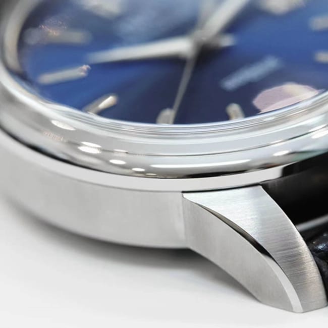 top-tier watch IWC men's blue dial black belt automatic movementleather strap watch detail shots