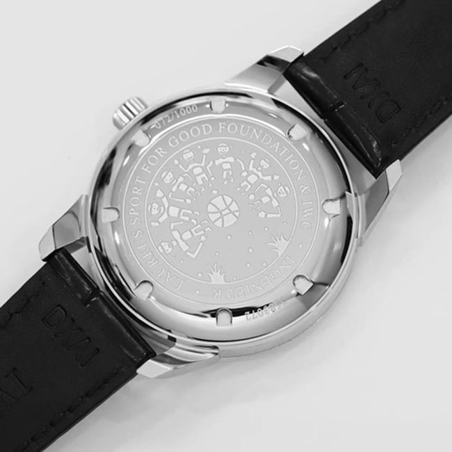 top-tier watch IWC men's blue dial black belt automatic movementleather strap watch back cover picture