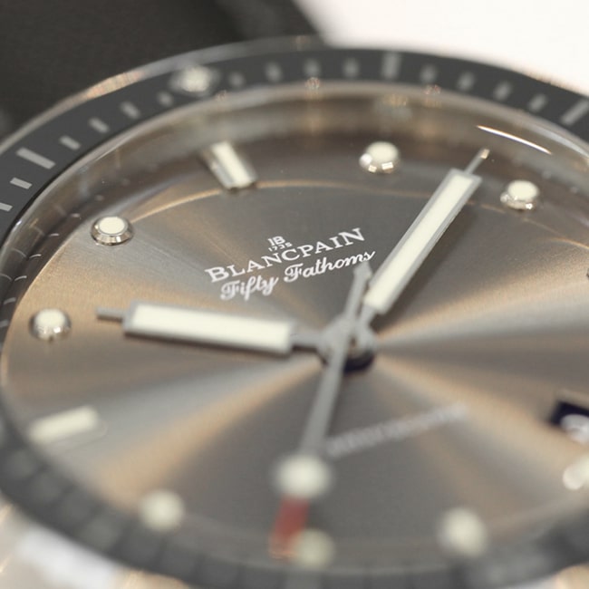 GF Factorytop-tier watch Blancpain men's gray plate nylon strap fifty fathom series watch detail shots