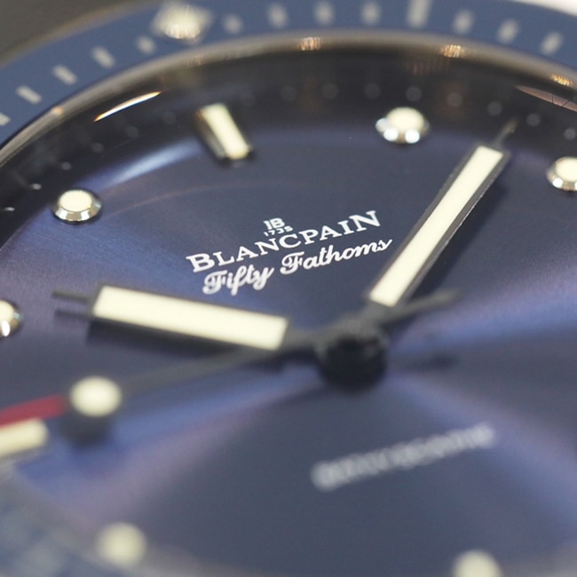 top-tier watch Blancpain men's blue dial nylon strap fifty fathom series watch detail shots