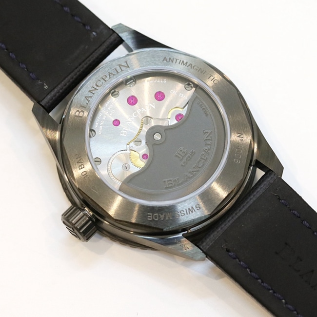 top-tier watch Blancpain men's blue dial nylon strap fifty fathom series watch movement picture