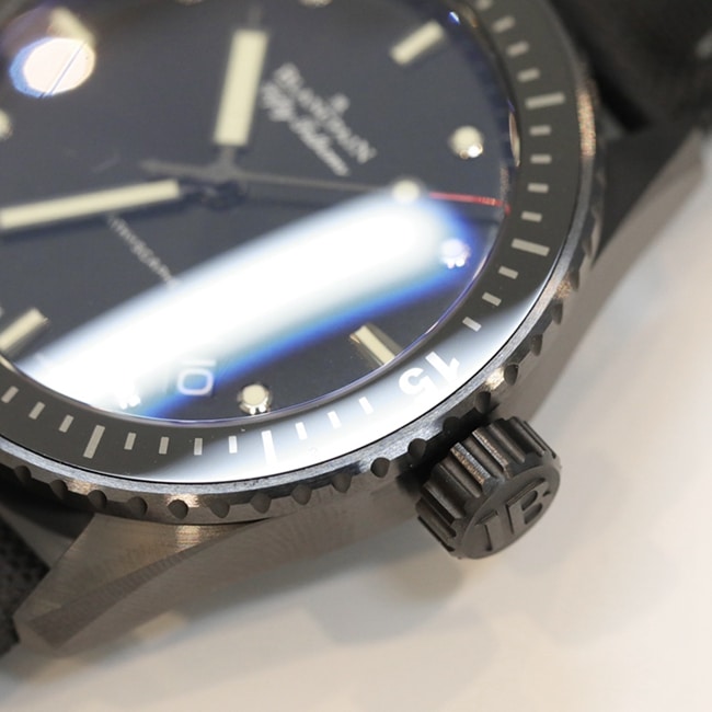 top-tier watch Blancpain men's blue dial nylon belt fifty fathoms automatic movement watch detail shots