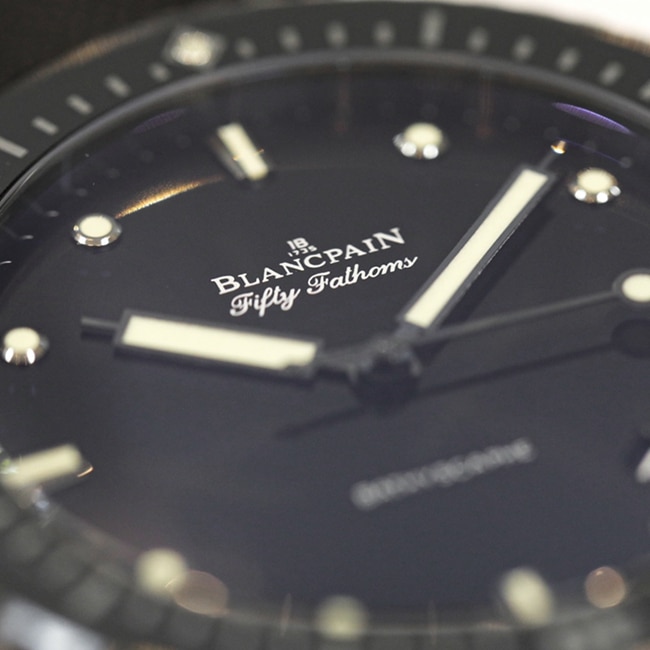 top-tier watch Blancpain men's blue dial nylon belt fifty fathoms automatic movement watch detail shots