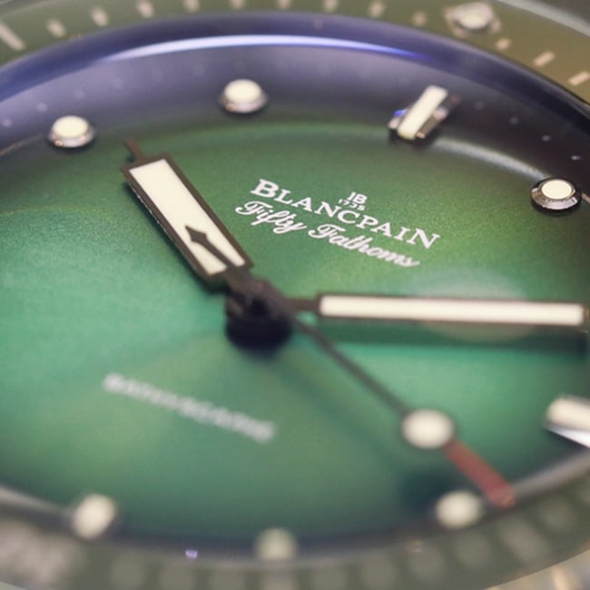 GF Factorytop-tier watch Blancpain men's green dial nylon strap fifty fathom series limited edition watch detail shots