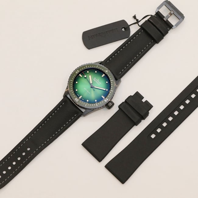 GF Factorytop-tier watch Blancpain men's green dial nylon strap fifty fathom series limited edition watch front view