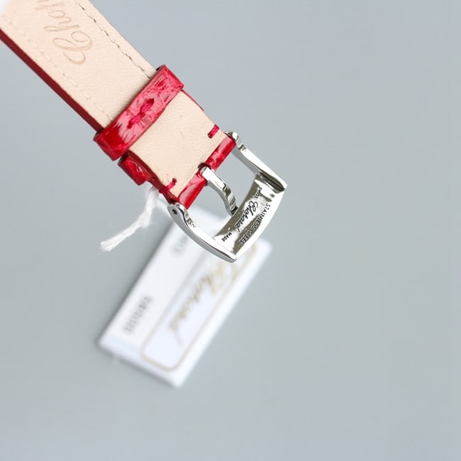 Top-tier watch Chopard women's white dial red strap happy diamond series leather strap mechanical watch clasp picture