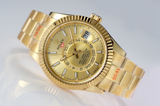 Top-tier watch Rolex men's gold plate steel bracelet Navigator series automatic movement watch front view