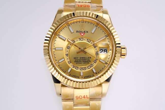 Top-tier watch Rolex men's gold plate steel bracelet Navigator series automatic movement watch front view
