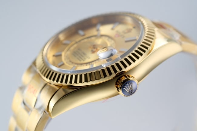 Top-tier watch Rolex men's gold plate gold steel bracelet Navigator series automatic movement watch side view