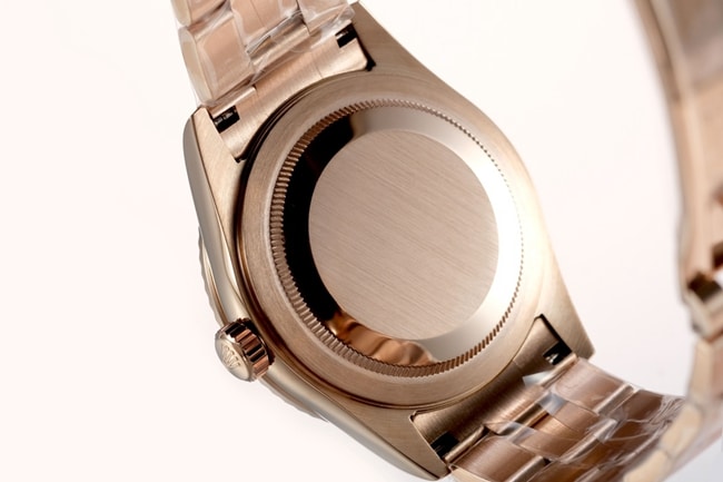 Top Rolex men's white dial rose gold Sky-Dweller series mechanical watch case back photo