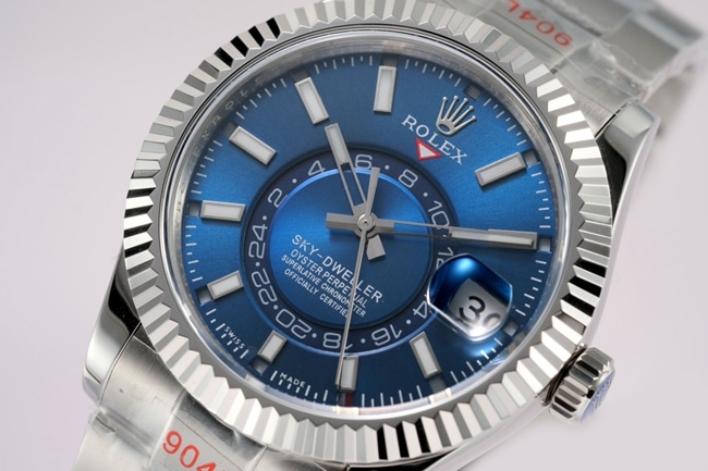 top-tier replicaRolex men's blue dialsteel bracelet pilot series automatic movement watch front view