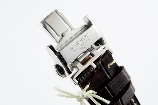 top-tier replicaLongines men's white dial brown belt new famous series leather strap mechanical watch clasp picture